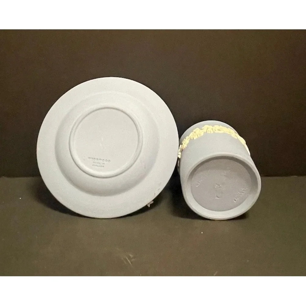 Wedgwood Light Blue Jasperware Cup and Saucer Set Made in England Vintage